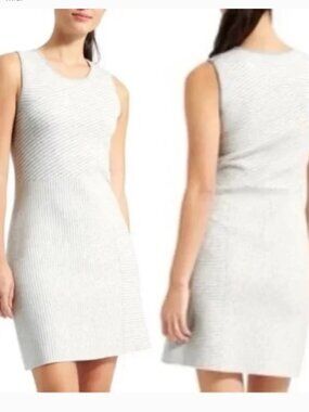 Athleta Cream Textured Knit Sleeveless Mini Dress Size S